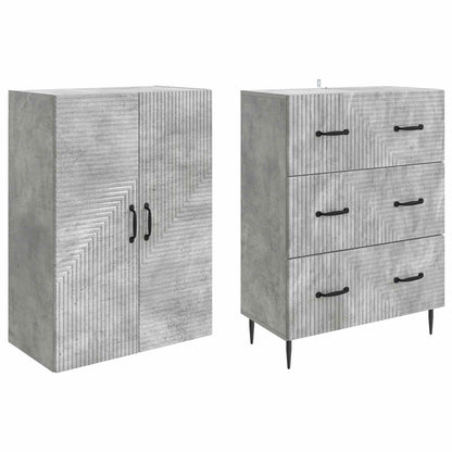 Kastenset 2 pcs Betongrijs 66 x 34,5 x 90 cm Bewerkt hout