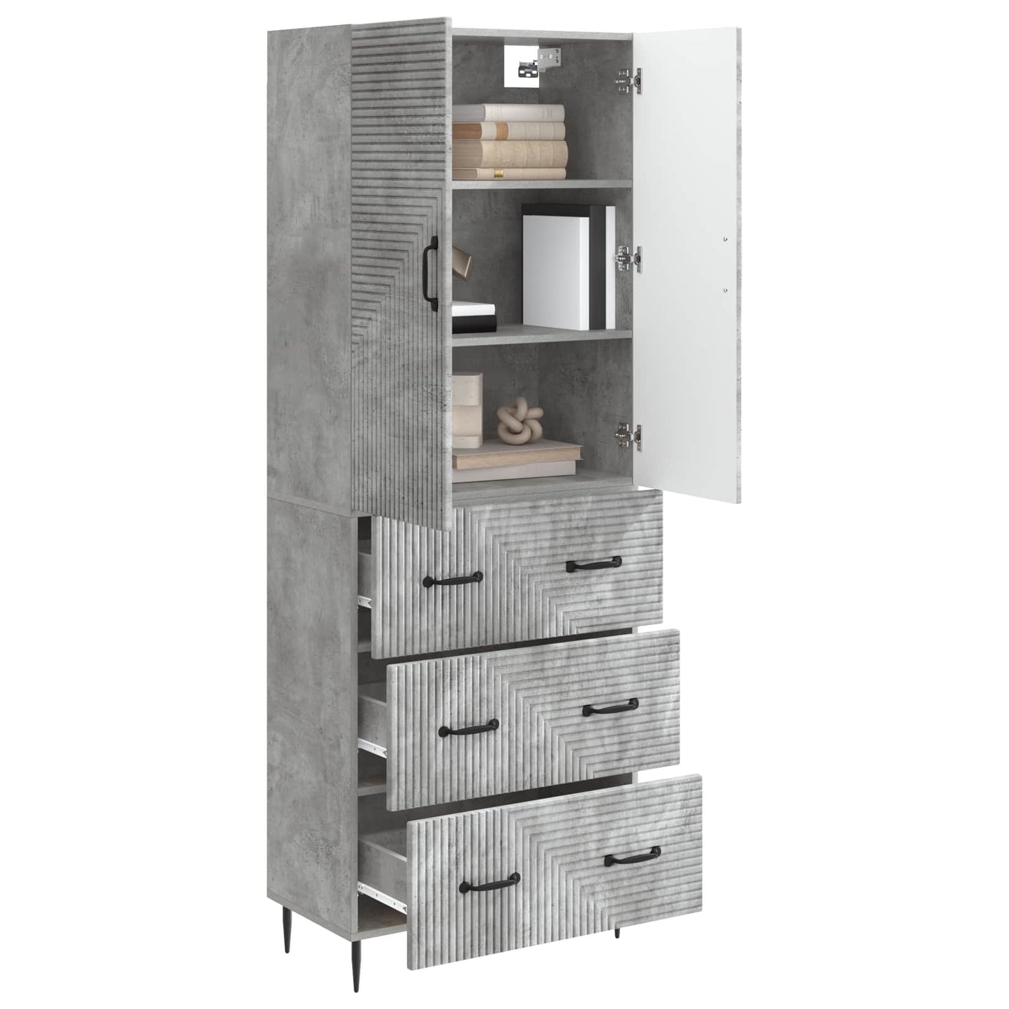 Kastenset 2 pcs Betongrijs 66 x 34,5 x 90 cm Bewerkt hout