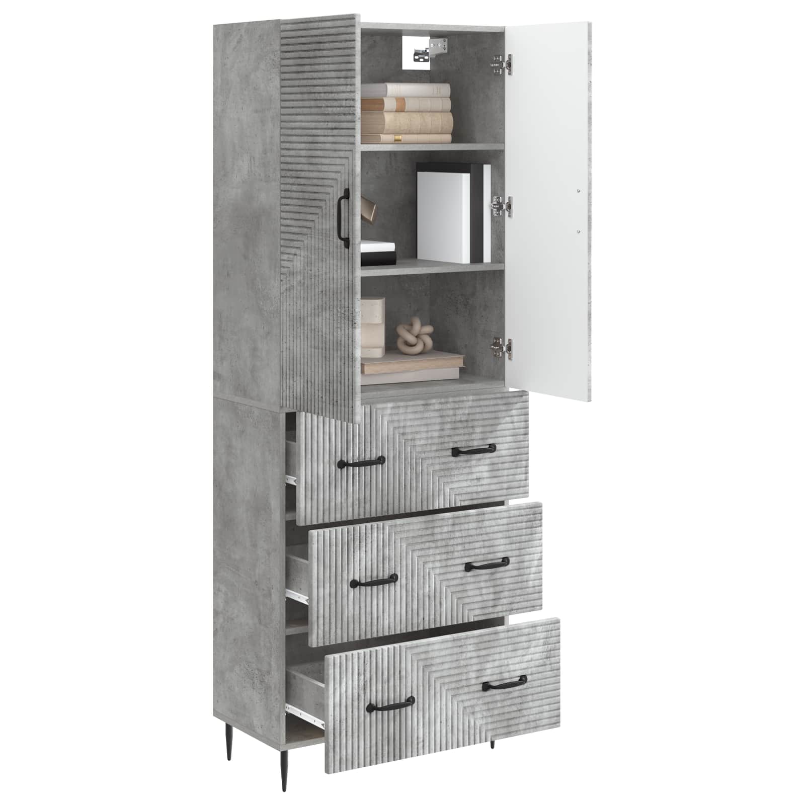 Kastenset 2 pcs Betongrijs 66 x 34,5 x 90 cm Bewerkt hout