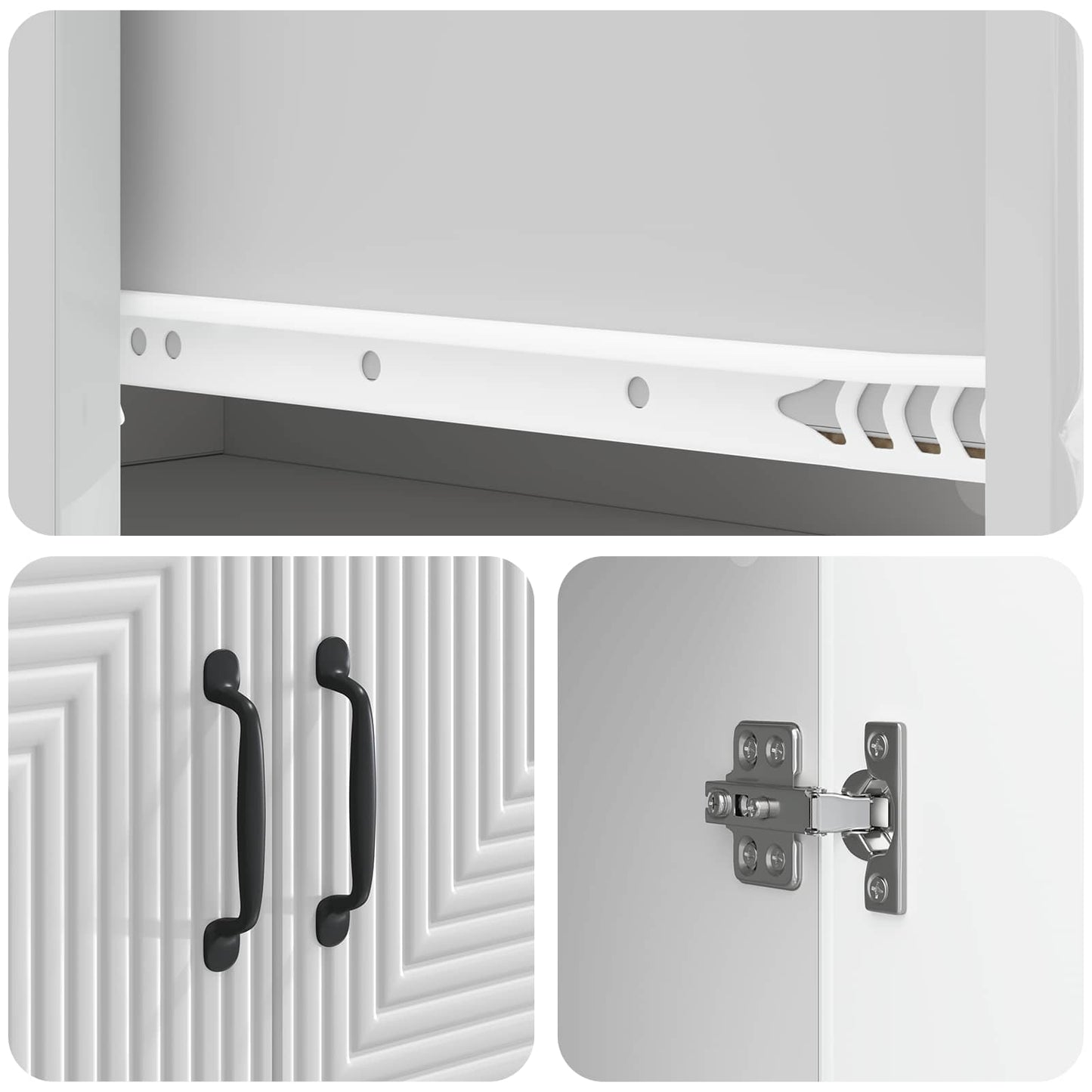 Kastenset 2 pcs Hoogglans Wit 66 x 34,5 x 90 cm Bewerkt hout