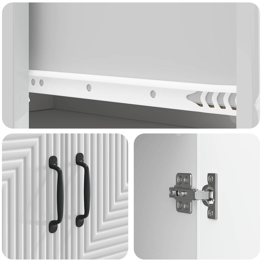 Kastenset 2 pcs Hoogglans Wit 66 x 34,5 x 90 cm Bewerkt hout