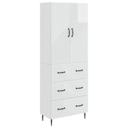 Opbergkast hoogglans wit 66x34.5x90 cm bewerkt hout