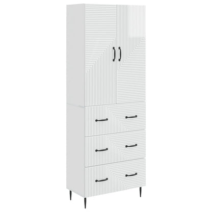 Kastenset 2 pcs Hoogglans Wit 66 x 34,5 x 90 cm Bewerkt hout