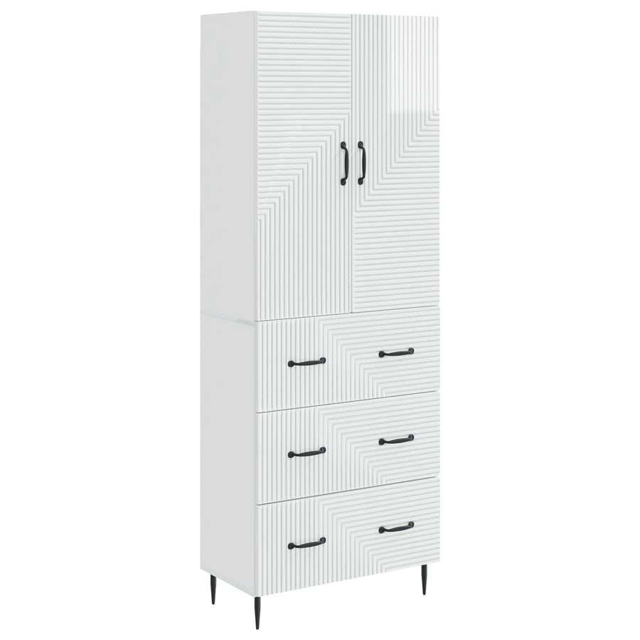 Kastenset 2 pcs Hoogglans Wit 66 x 34,5 x 90 cm Bewerkt hout