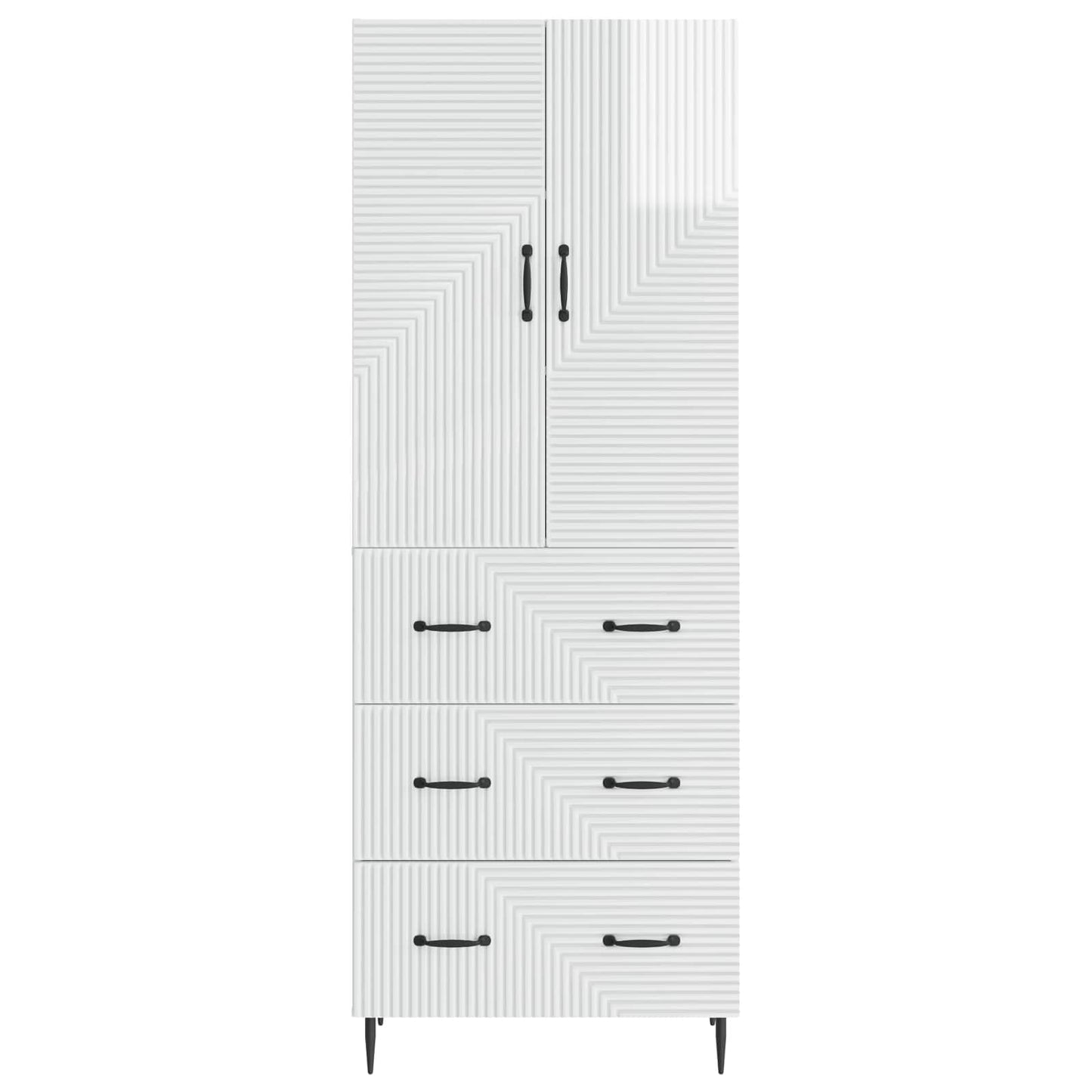 Kastenset 2 pcs Hoogglans Wit 66 x 34,5 x 90 cm Bewerkt hout