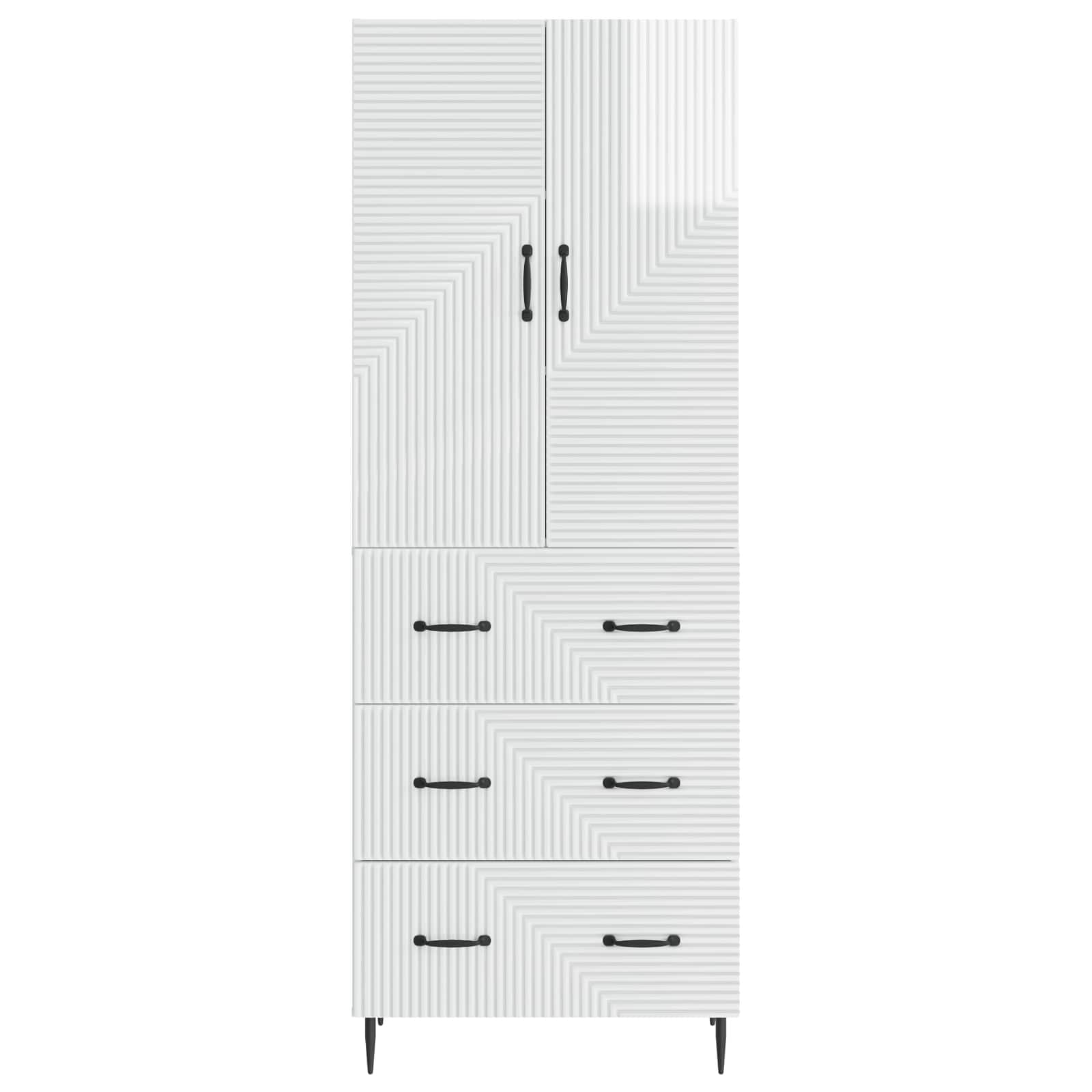 Kastenset 2 pcs Hoogglans Wit 66 x 34,5 x 90 cm Bewerkt hout