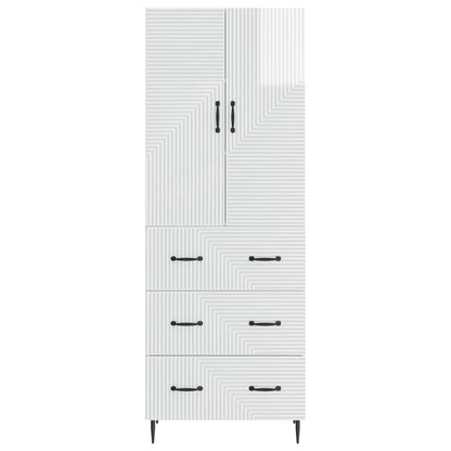 Kastenset 2 pcs Hoogglans Wit 66 x 34,5 x 90 cm Bewerkt hout