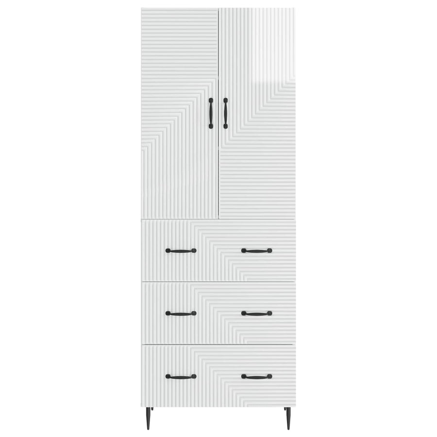 Kastenset 2 pcs Hoogglans Wit 66 x 34,5 x 90 cm Bewerkt hout