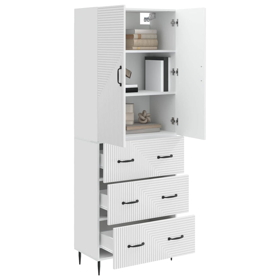 Kastenset 2 pcs Hoogglans Wit 66 x 34,5 x 90 cm Bewerkt hout