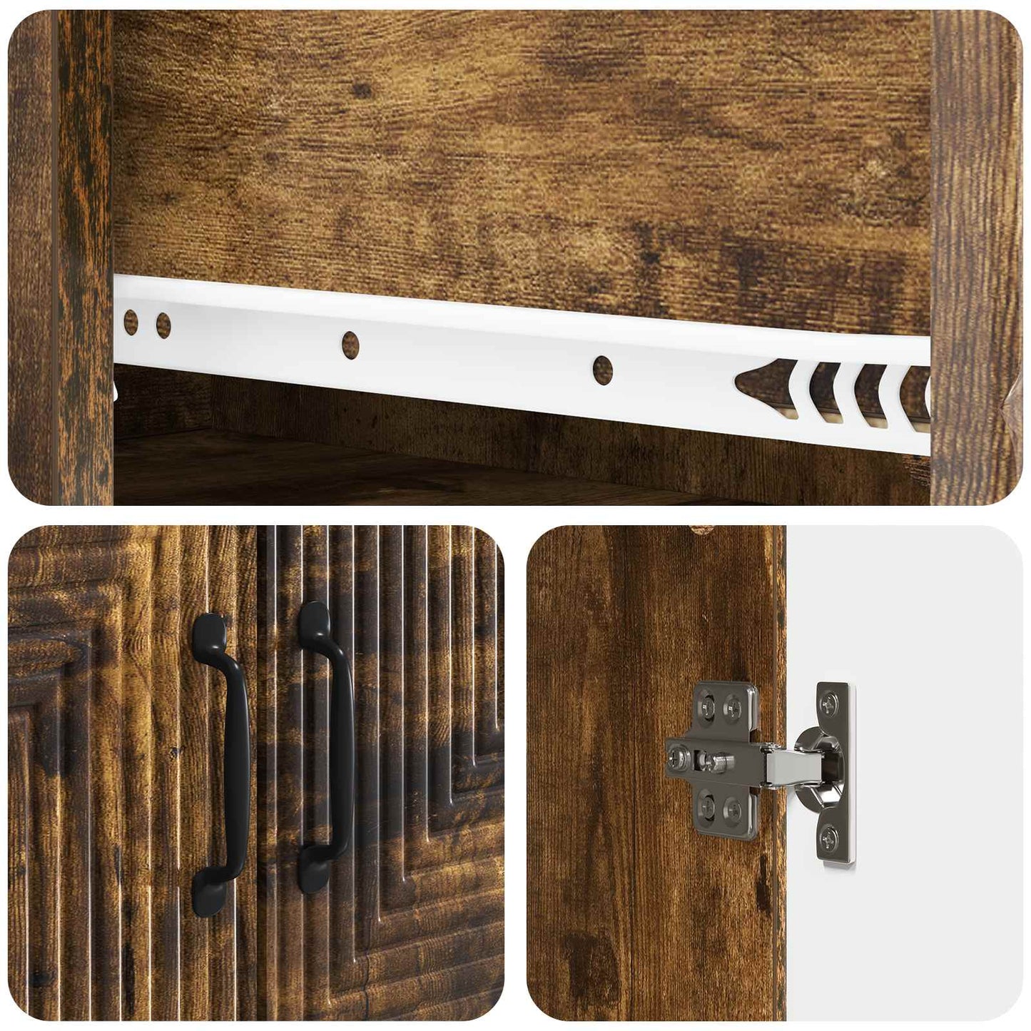 Kastenset 2 pcs Gerookt eiken 66 x 34,5 x 90 cm Bewerkt hout