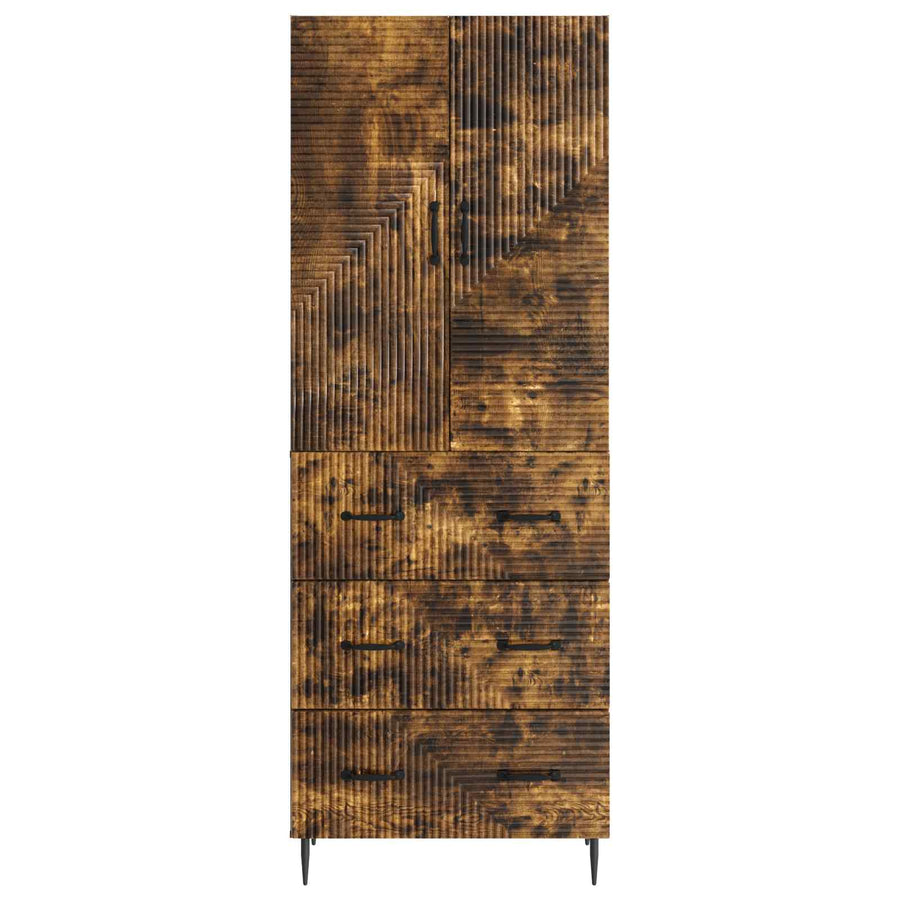 Kastenset 2 pcs Gerookt eiken 66 x 34,5 x 90 cm Bewerkt hout