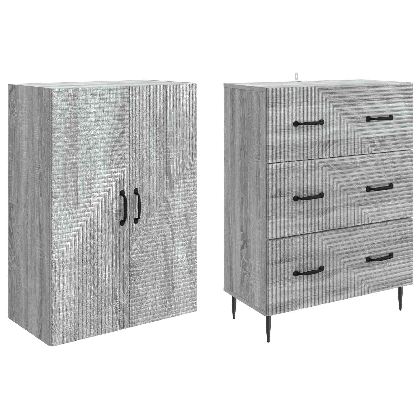 Kastenset 2 pcs Grijs Sonoma 66 x 34,5 x 90 cm Bewerkt hout