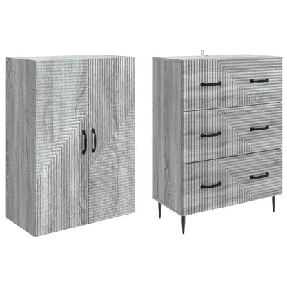 Kastenset 2 pcs Grijs Sonoma 66 x 34,5 x 90 cm Bewerkt hout