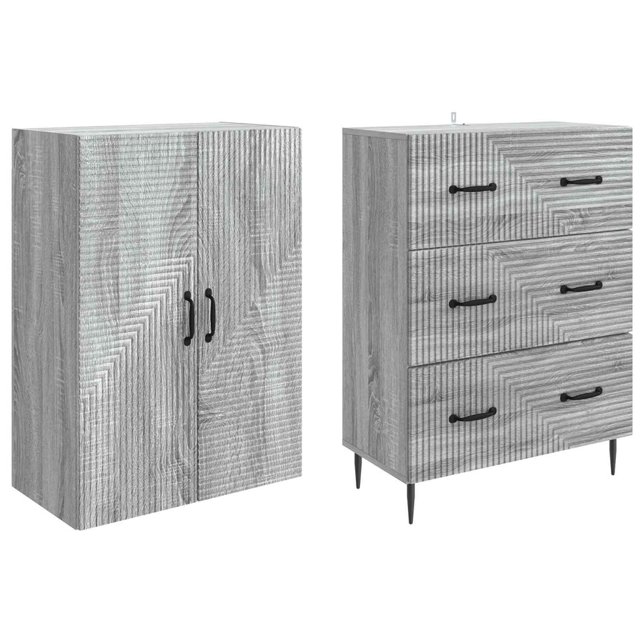 Kastenset 2 pcs Grijs Sonoma 66 x 34,5 x 90 cm Bewerkt hout