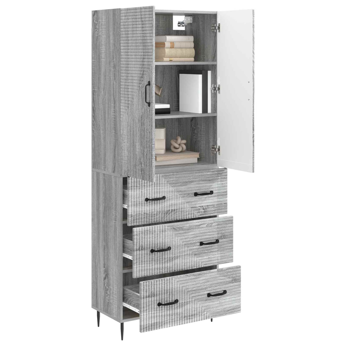 Kastenset 2 pcs Grijs Sonoma 66 x 34,5 x 90 cm Bewerkt hout