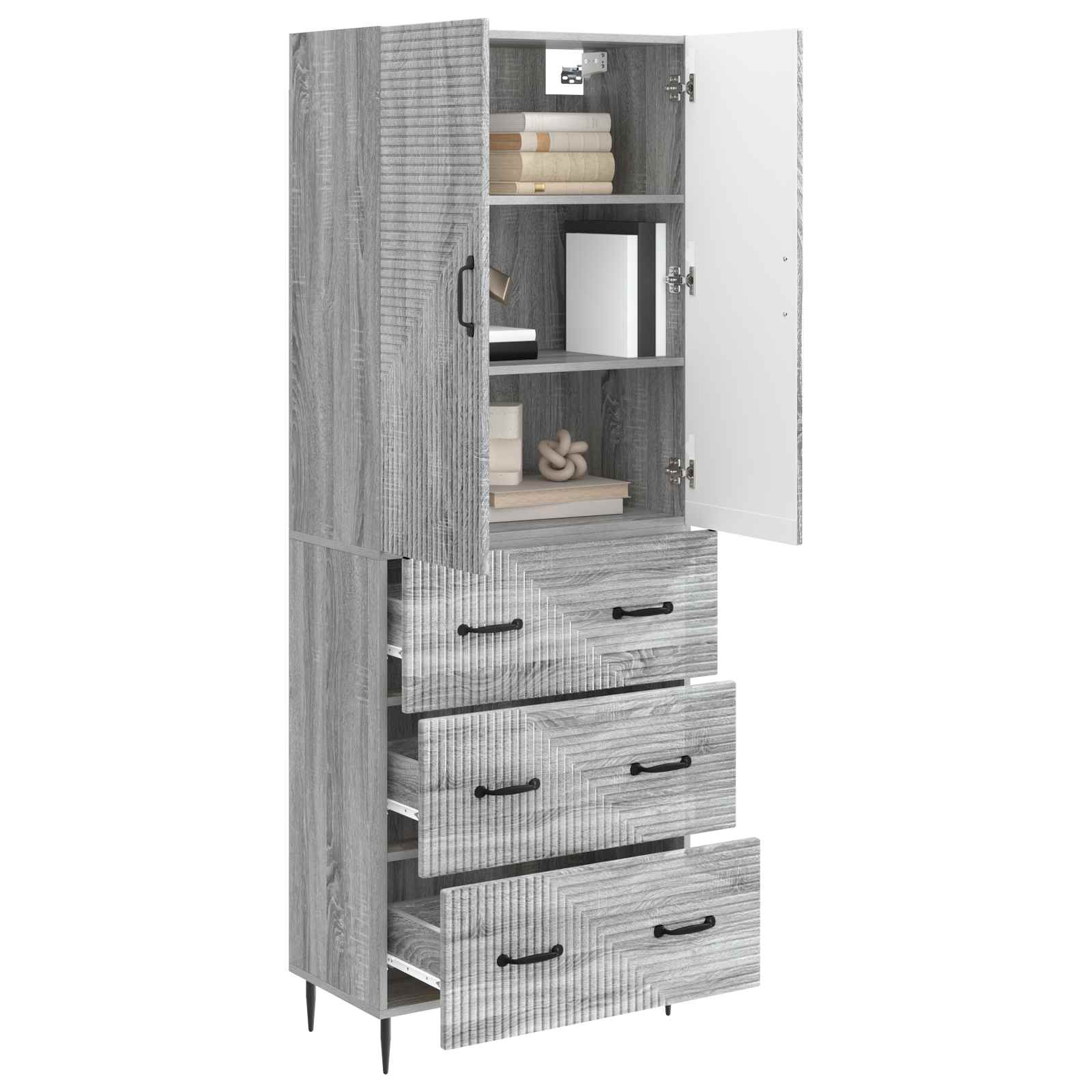 Kastenset 2 pcs Grijs Sonoma 66 x 34,5 x 90 cm Bewerkt hout