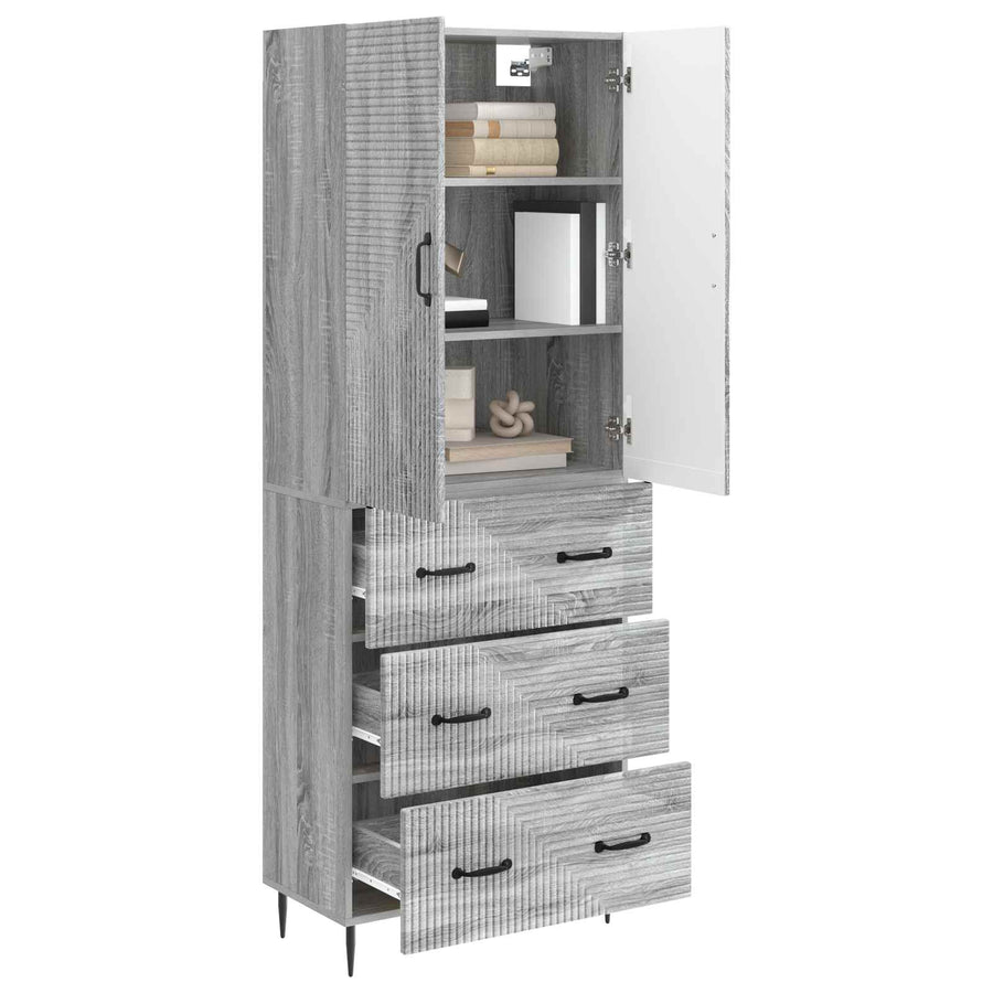 Kastenset 2 pcs Grijs Sonoma 66 x 34,5 x 90 cm Bewerkt hout