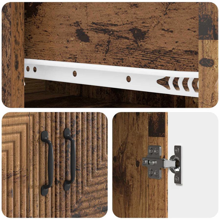 Kastenset 2 pcs Oud hout 66 x 34,5 x 90 cm Bewerkt hout