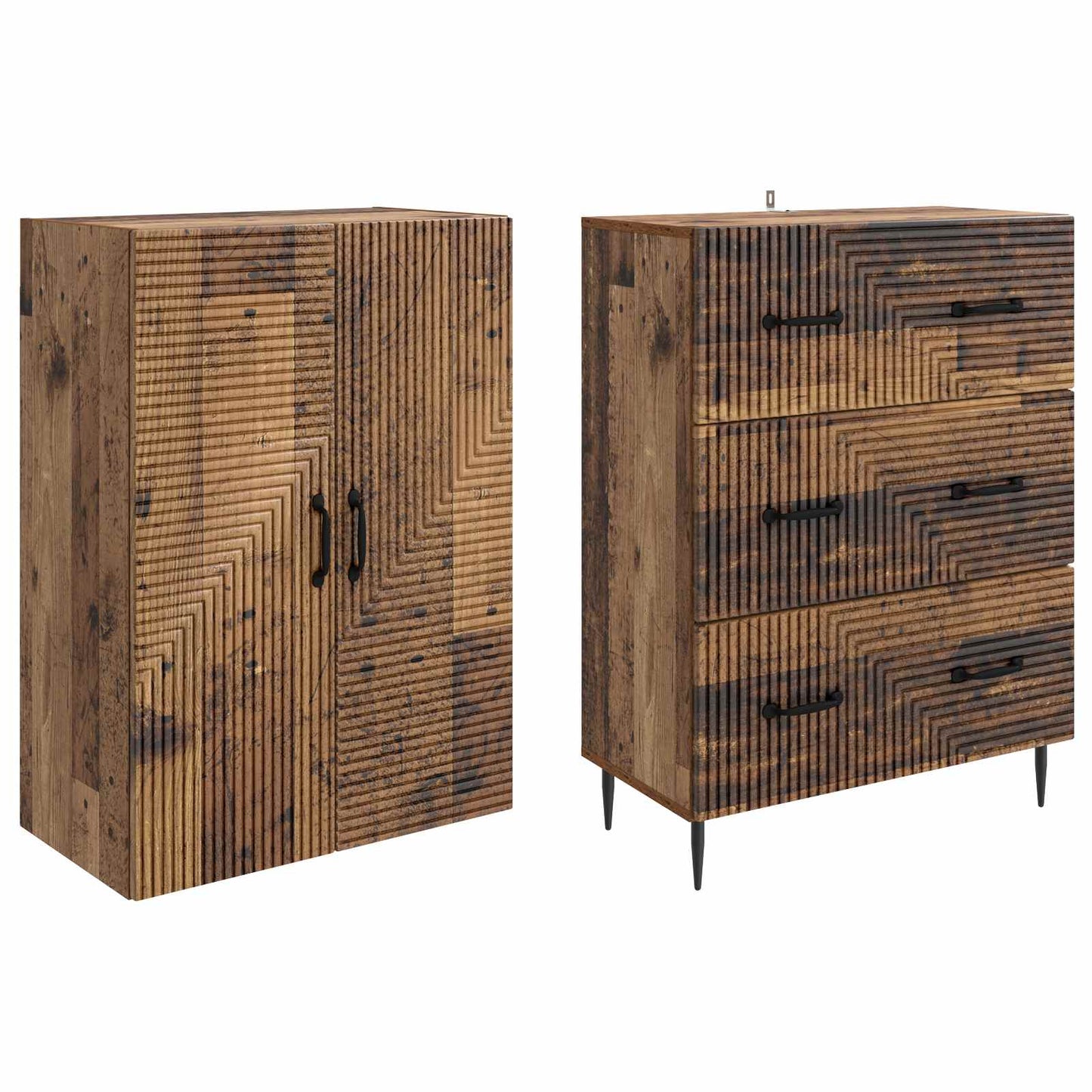 Kastenset 2 pcs Oud hout 66 x 34,5 x 90 cm Bewerkt hout