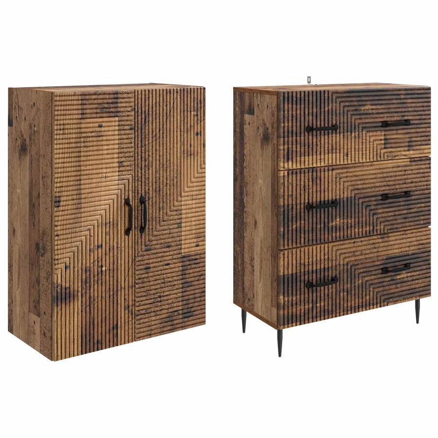 Kastenset 2 pcs Oud hout 66 x 34,5 x 90 cm Bewerkt hout