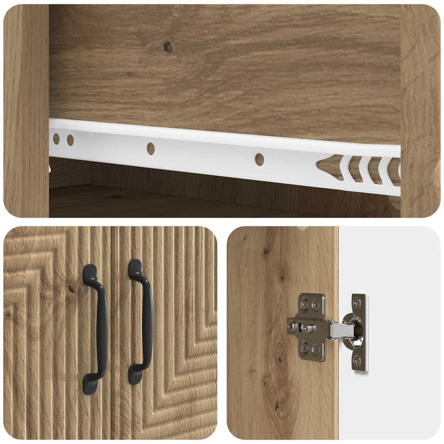 Kastenset 2 pcs Artisanaal eiken 66 x 34,5 x 90 cm Bewerkt hout