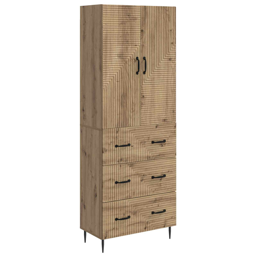 Kastenset 2 pcs Artisanaal eiken 66 x 34,5 x 90 cm Bewerkt hout