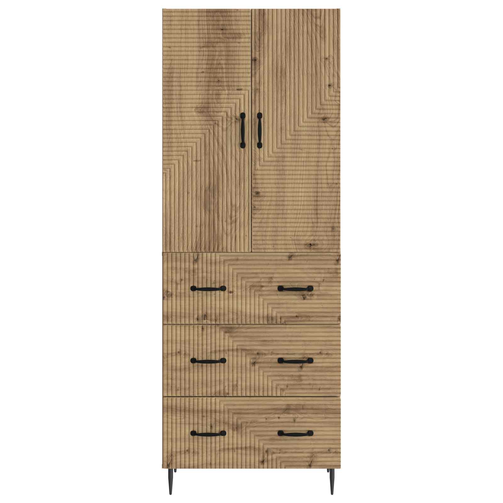 Kastenset 2 pcs Artisanaal eiken 66 x 34,5 x 90 cm Bewerkt hout