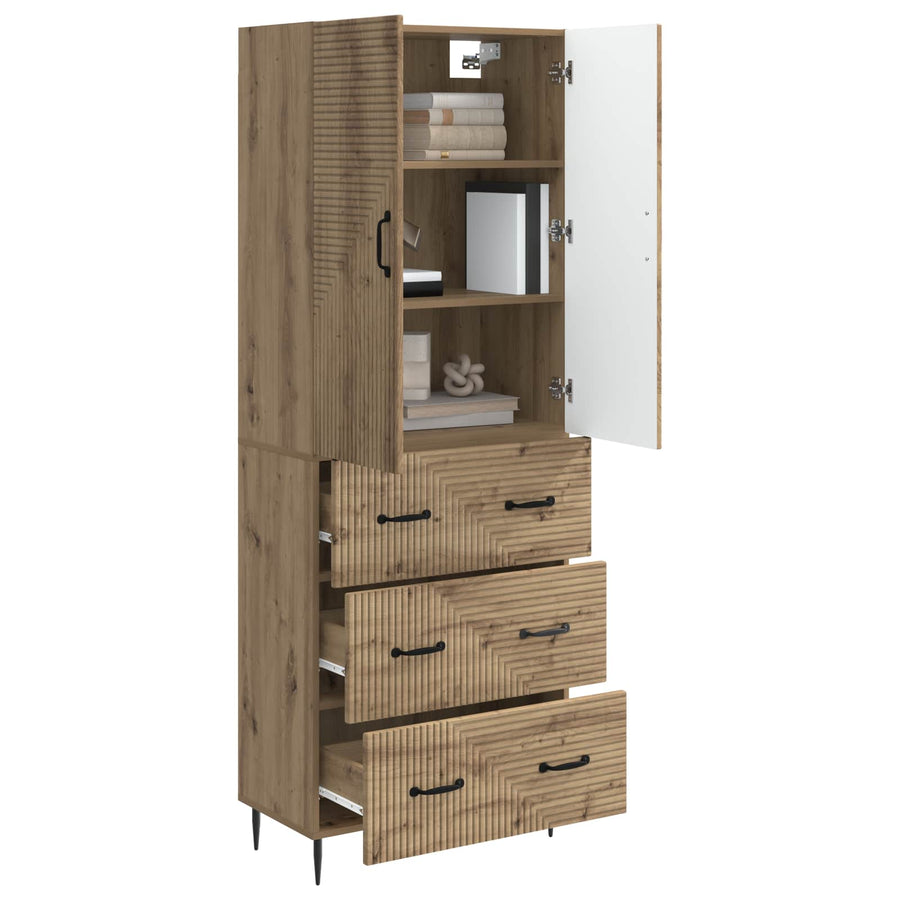 Kastenset 2 pcs Artisanaal eiken 66 x 34,5 x 90 cm Bewerkt hout