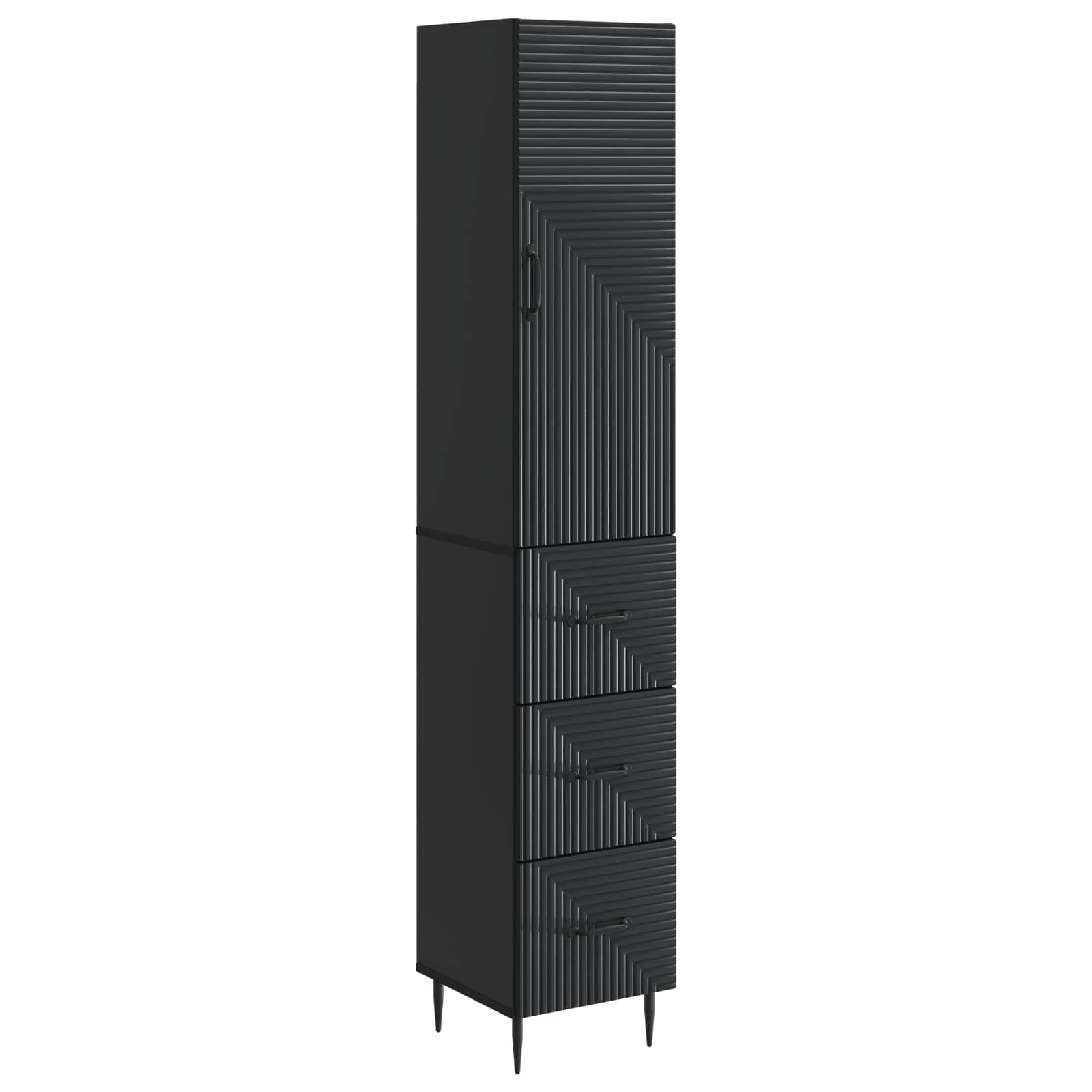 Kastenset 2 pcs Zwart 33 x 34,5 x 90 cm Bewerkt hout