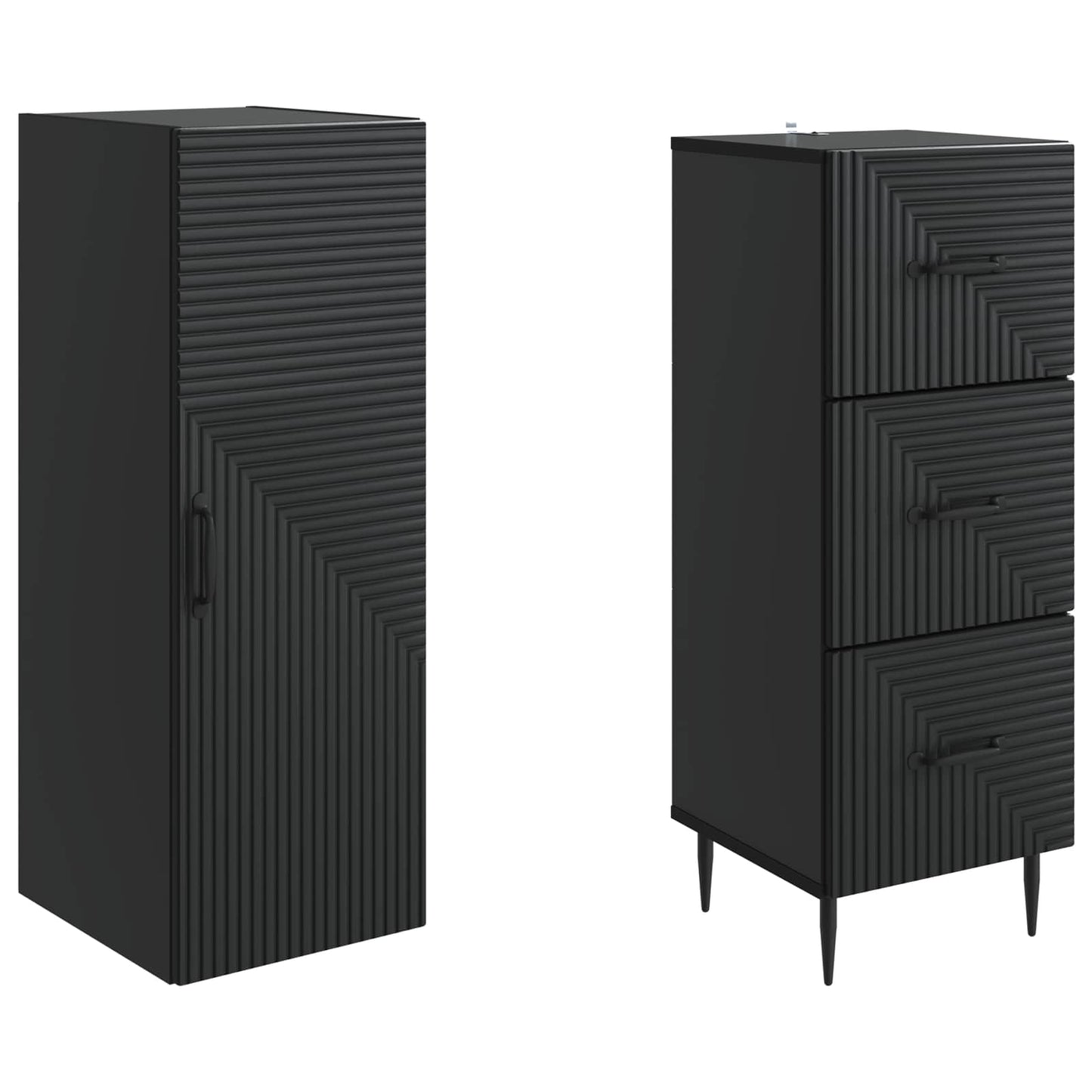 Kastenset 2 pcs Zwart 33 x 34,5 x 90 cm Bewerkt hout