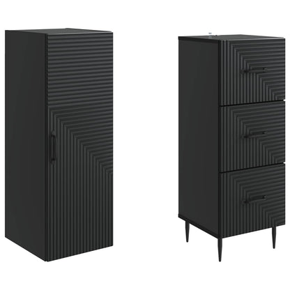 Kastenset 2 pcs Zwart 33 x 34,5 x 90 cm Bewerkt hout