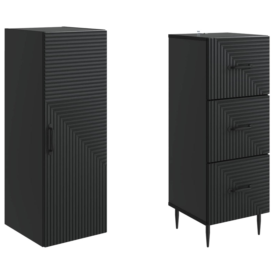 Kastenset 2 pcs Zwart 33 x 34,5 x 90 cm Bewerkt hout