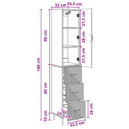 Kastenset 2 pcs Zwart 33 x 34,5 x 90 cm Bewerkt hout