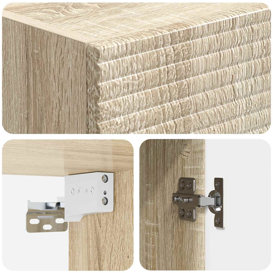 Kastenset 2 pcs Sonoma Eiken 33 x 34,5 x 90 cm Bewerkt hout