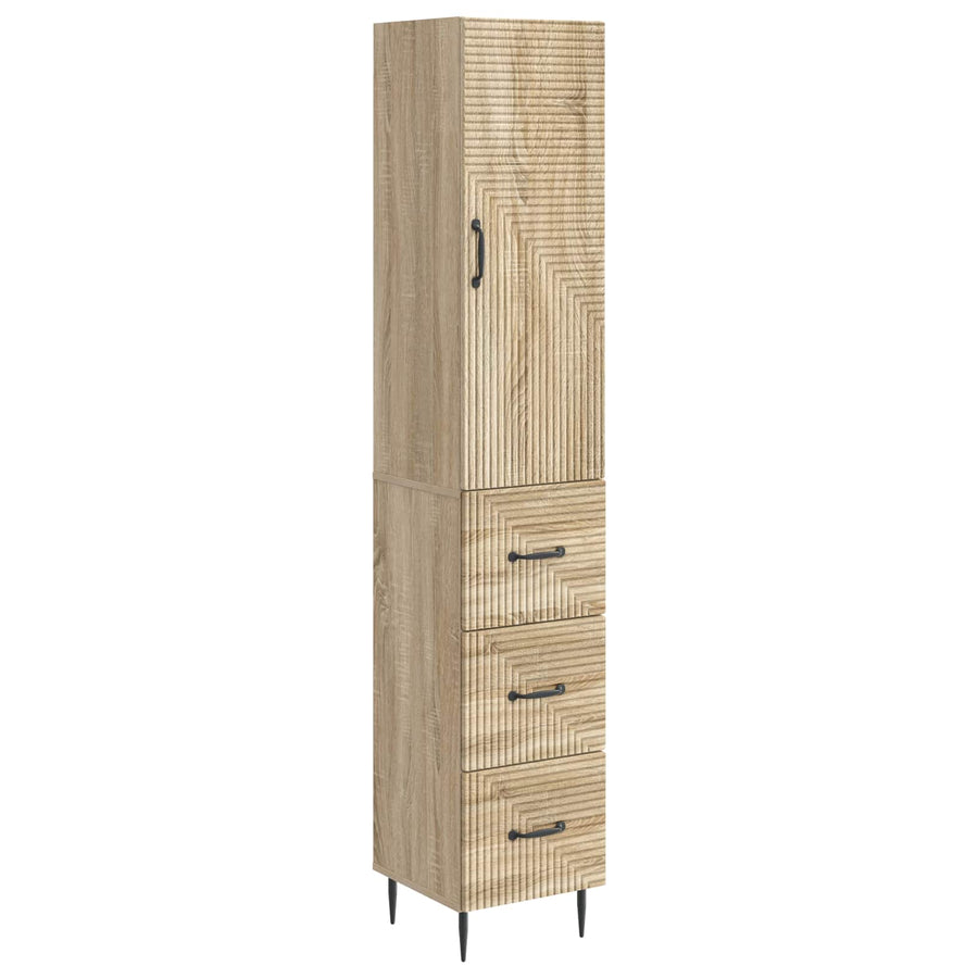 Kastenset 2 pcs Sonoma Eiken 33 x 34,5 x 90 cm Bewerkt hout