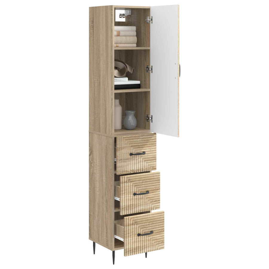 Kastenset 2 pcs Sonoma Eiken 33 x 34,5 x 90 cm Bewerkt hout
