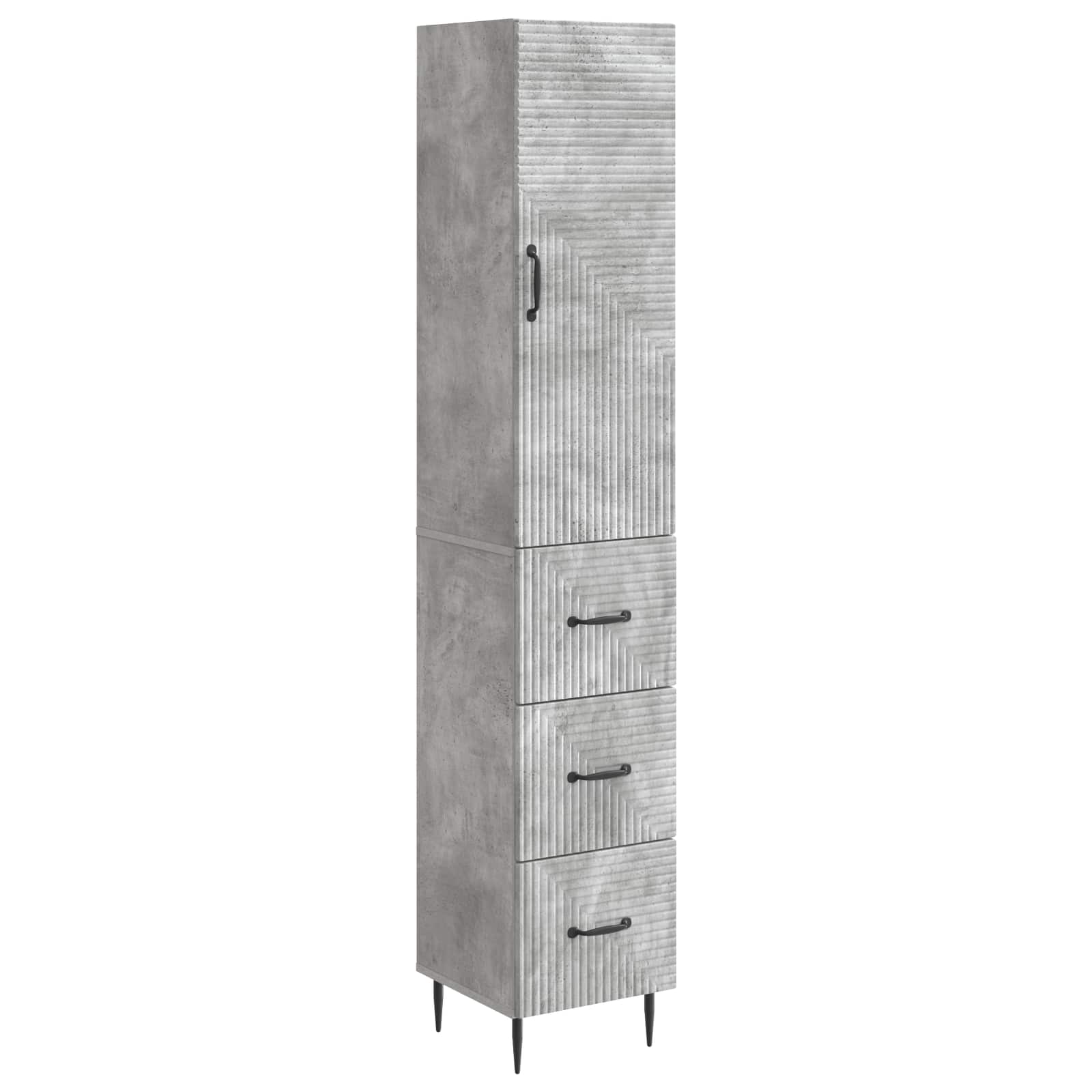 Kastenset 2 pcs Betongrijs 33 x 34,5 x 90 cm Bewerkt hout
