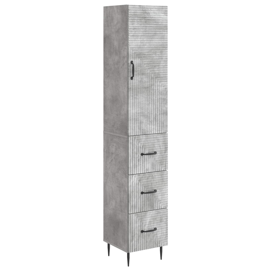 Kastenset 2 pcs Betongrijs 33 x 34,5 x 90 cm Bewerkt hout