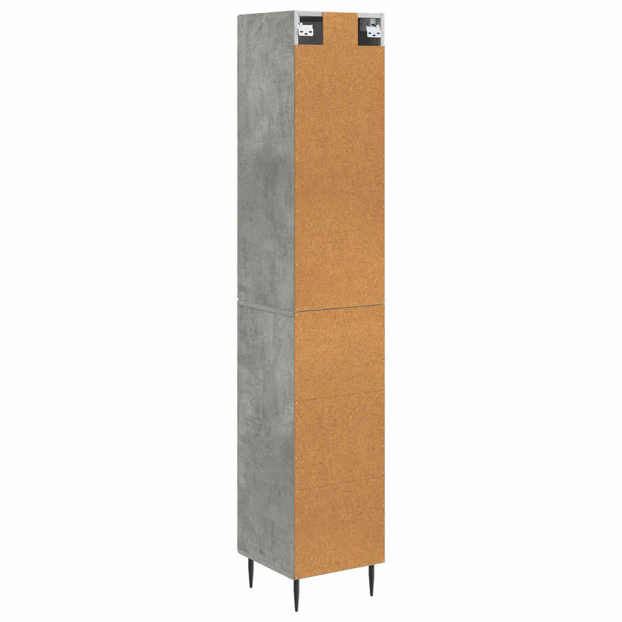 Kastenset 2 pcs Betongrijs 33 x 34,5 x 90 cm Bewerkt hout