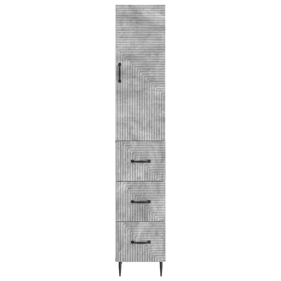 Kastenset 2 pcs Betongrijs 33 x 34,5 x 90 cm Bewerkt hout