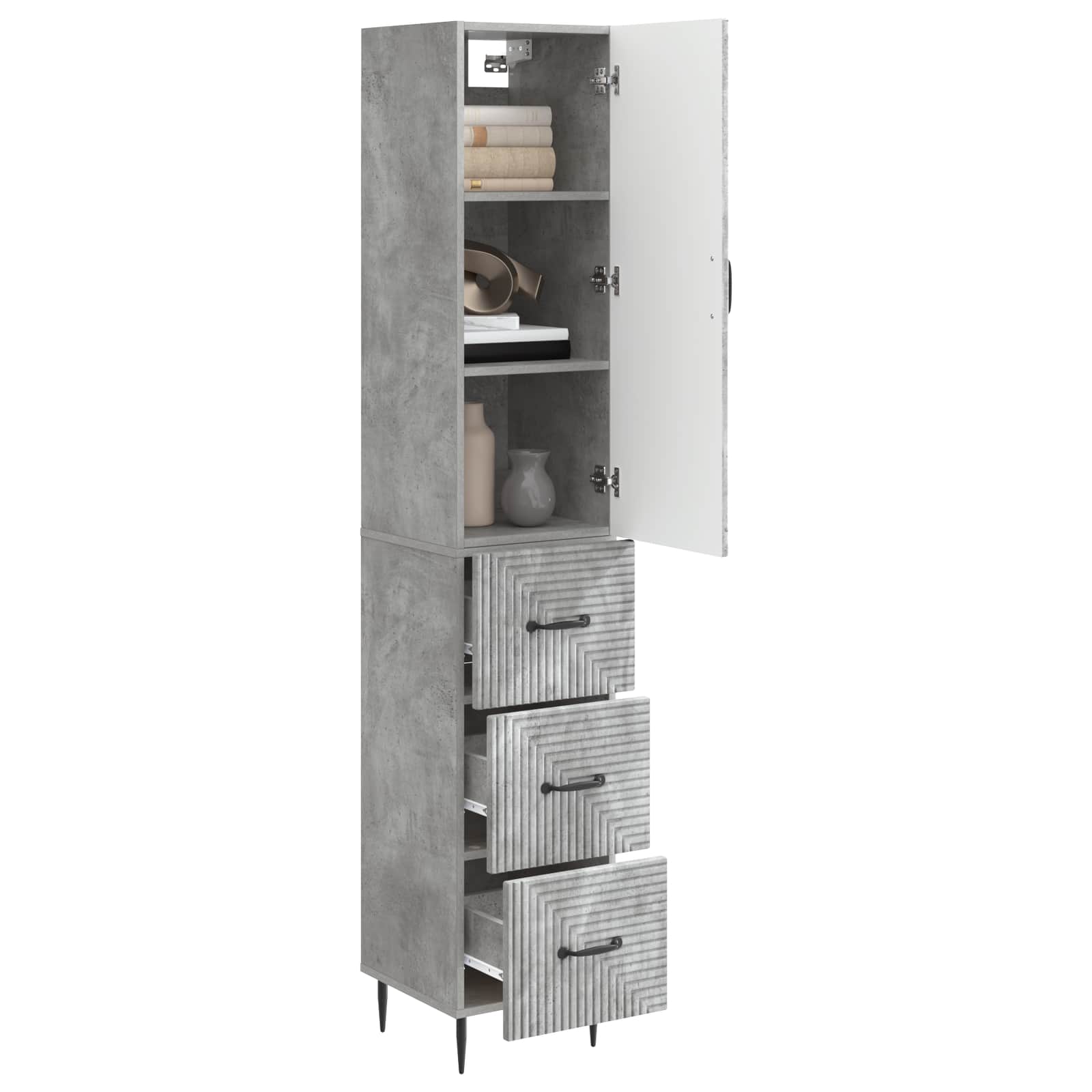 Kastenset 2 pcs Betongrijs 33 x 34,5 x 90 cm Bewerkt hout