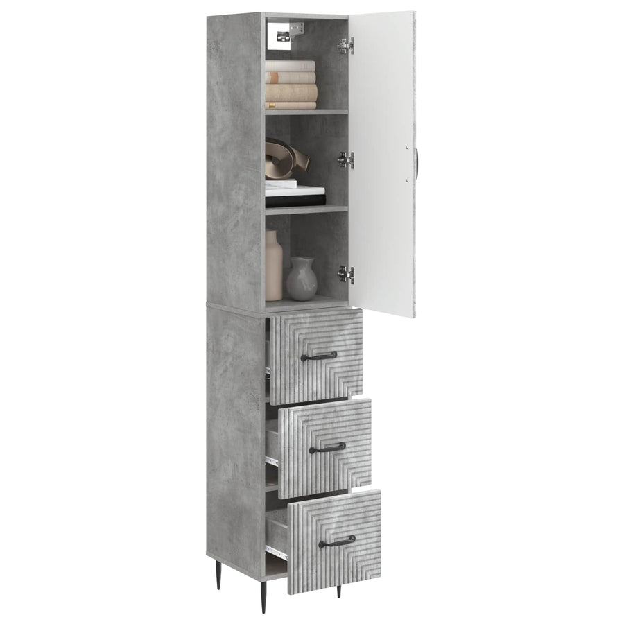 Kastenset 2 pcs Betongrijs 33 x 34,5 x 90 cm Bewerkt hout