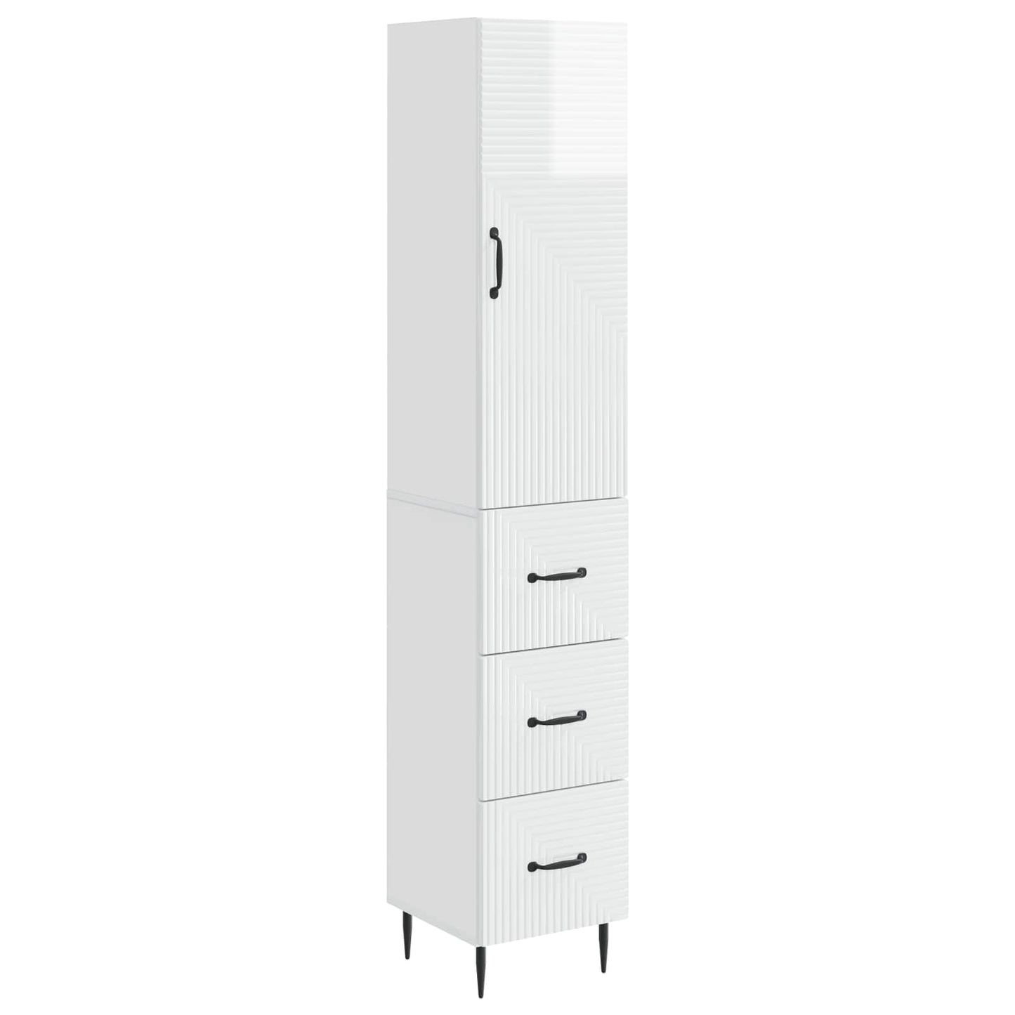 Kastenset 2 pcs Hoogglans Wit 33 x 34,5 x 90 cm Bewerkt hout