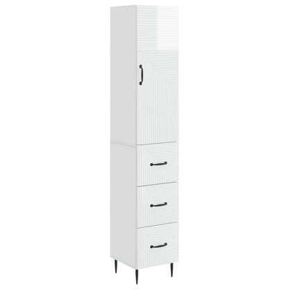 Kastenset 2 pcs Hoogglans Wit 33 x 34,5 x 90 cm Bewerkt hout