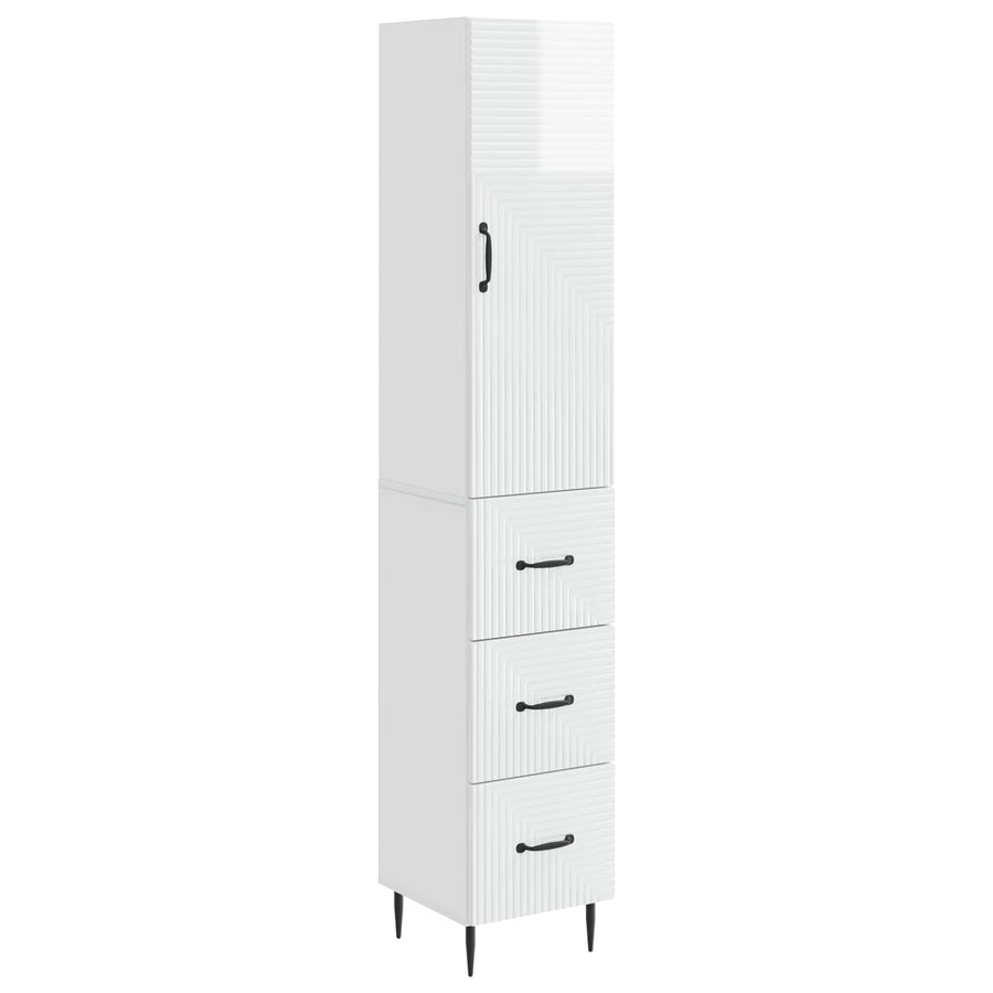 Kastenset 2 pcs Hoogglans Wit 33 x 34,5 x 90 cm Bewerkt hout