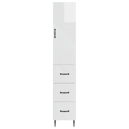 Kastenset 2 pcs Hoogglans Wit 33 x 34,5 x 90 cm Bewerkt hout