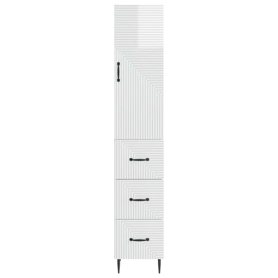 Kastenset 2 pcs Hoogglans Wit 33 x 34,5 x 90 cm Bewerkt hout