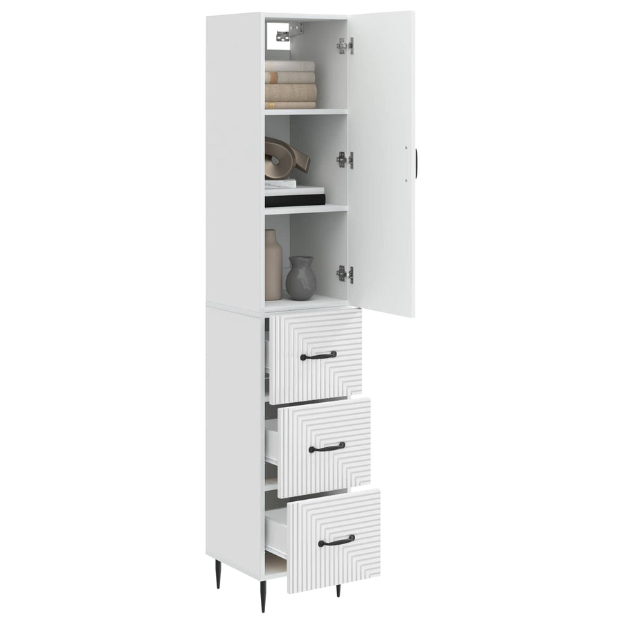 Kastenset 2 pcs Hoogglans Wit 33 x 34,5 x 90 cm Bewerkt hout