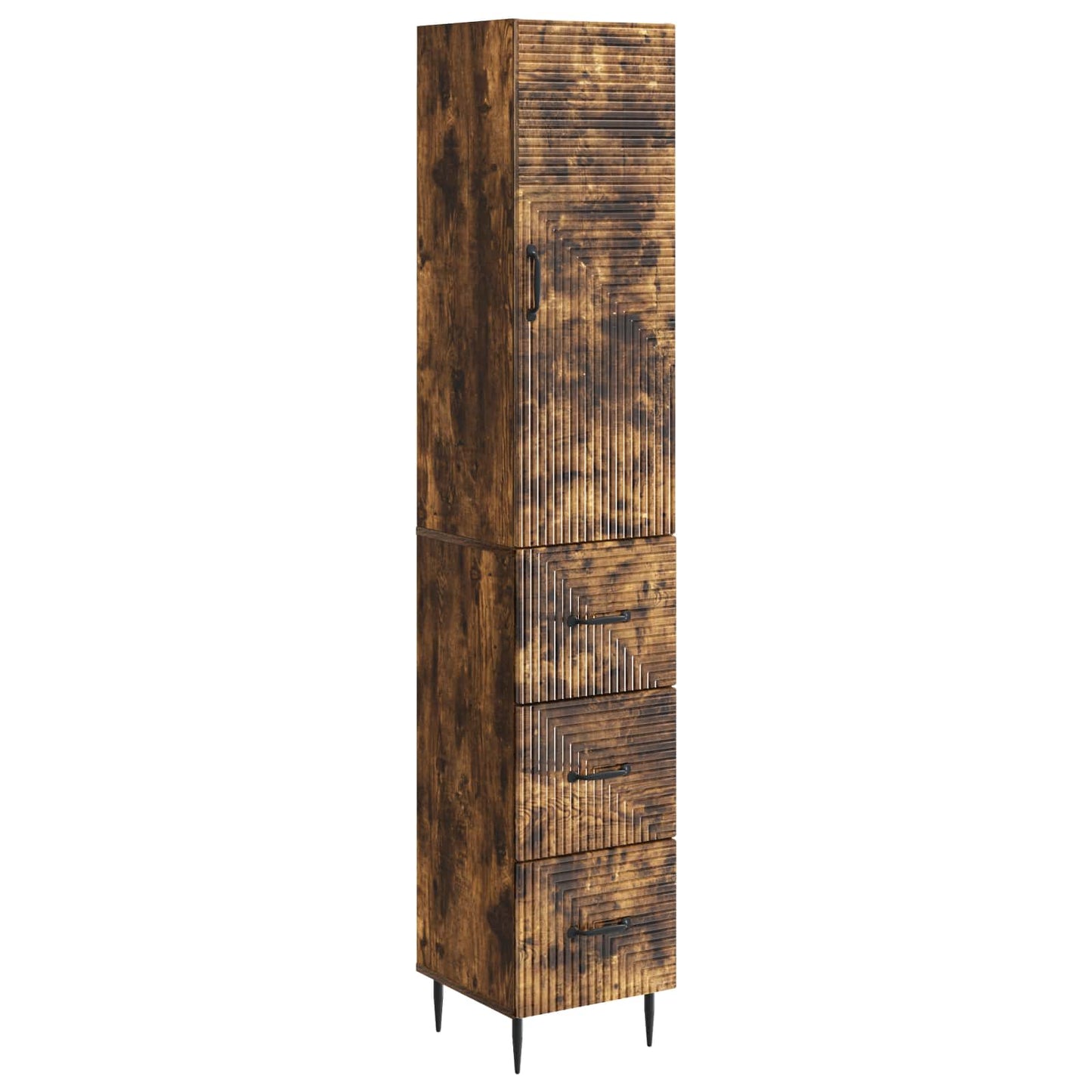 Kastenset 2 pcs Gerookt eiken 33 x 34,5 x 90 cm Bewerkt hout
