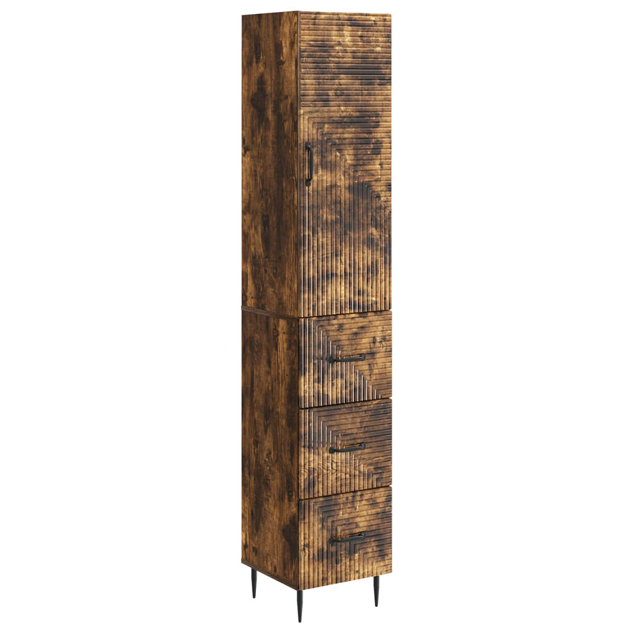 Kastenset 2 pcs Gerookt eiken 33 x 34,5 x 90 cm Bewerkt hout